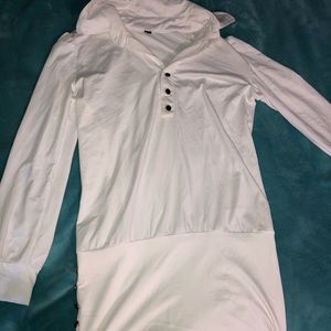 White long sleeve dress with buttons on side